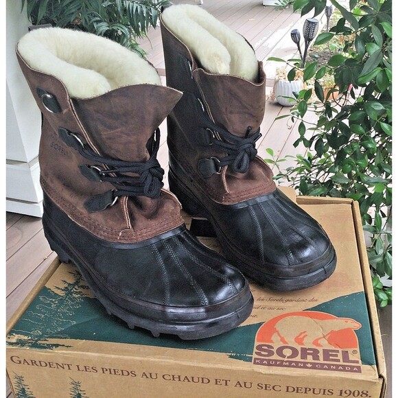 Sorel Leather Boots Mens 12 Bighorn Gaucho Lined Winter Rubber Snow with BOX main image 13